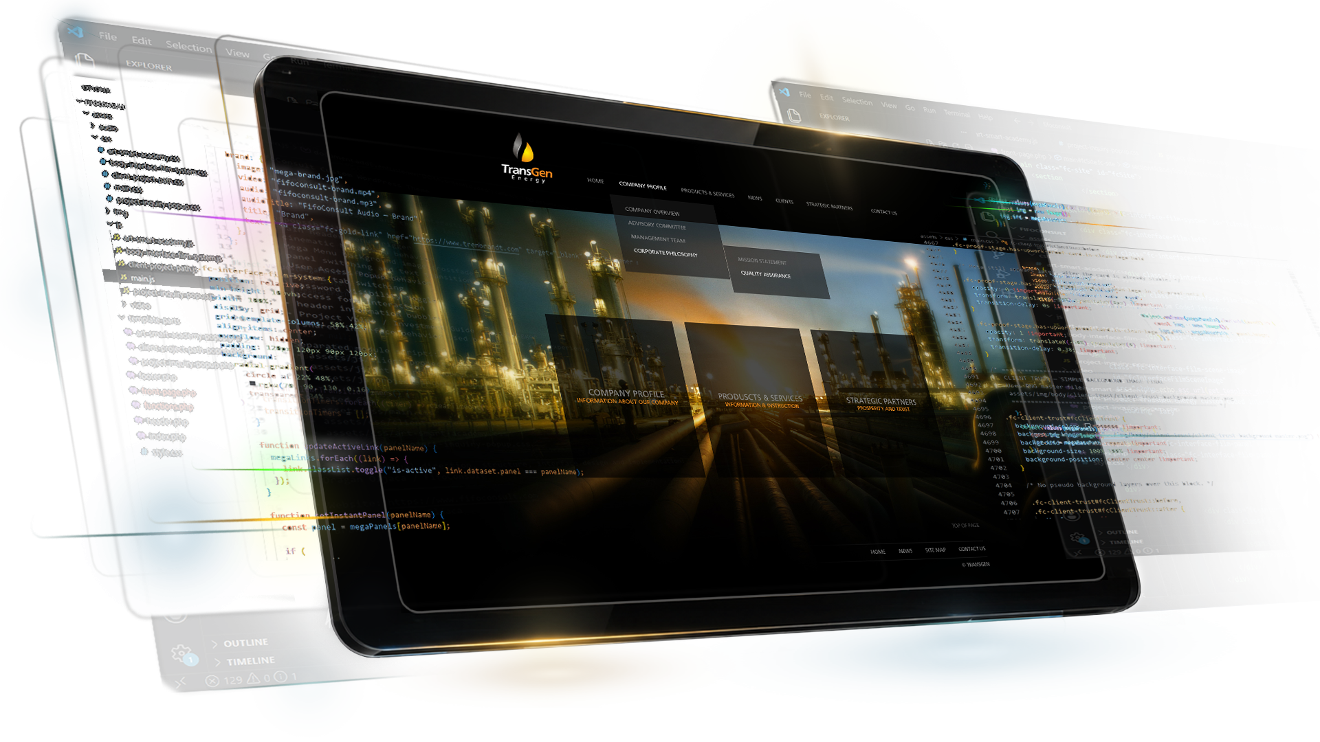 TransGen Energy custom coded interface scene